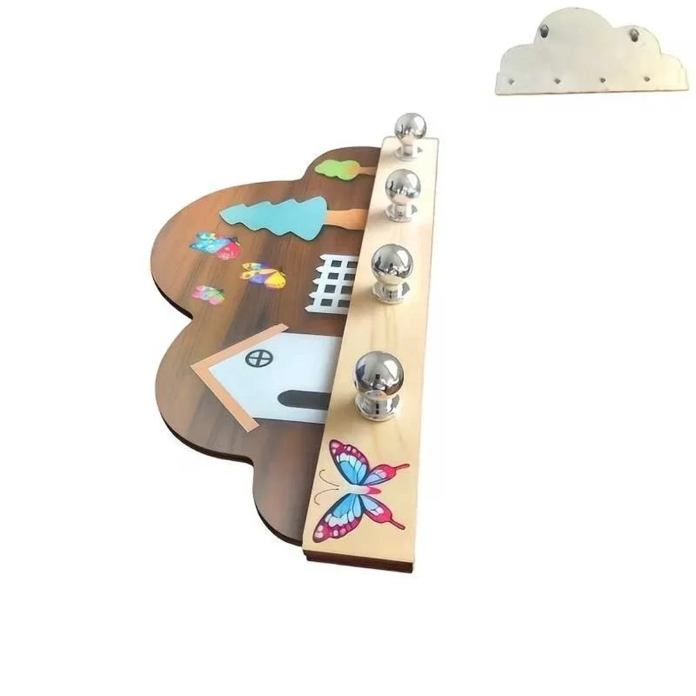 Wood Wall Hook Rack Cottage Butterfly Key Storage Shelf Brown 11in
